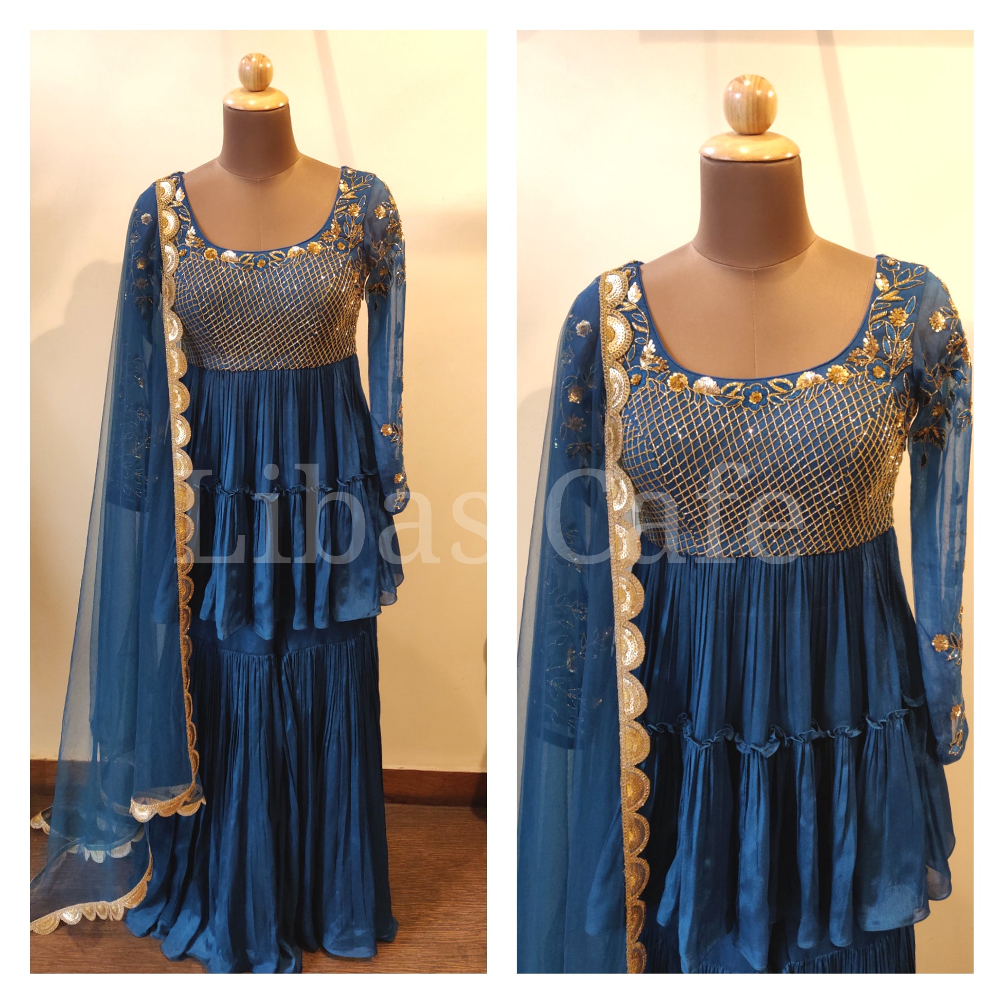 Teal Blue Gharara Set